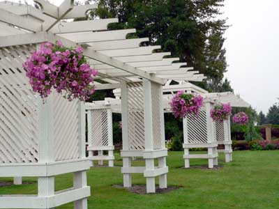 Gazebos with hanging baskets